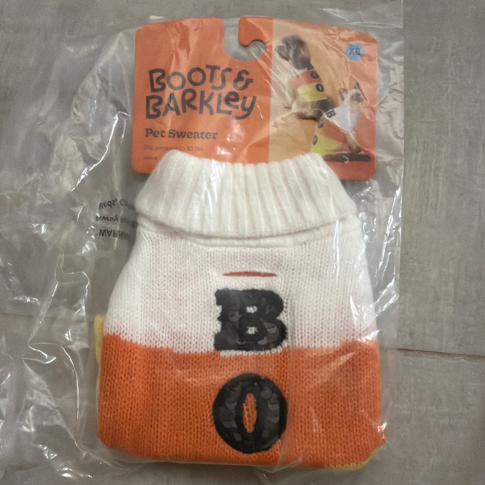 Hyde & Eek Halloween Dog Cat Sweater Candy Corn BOO Size Extra Small